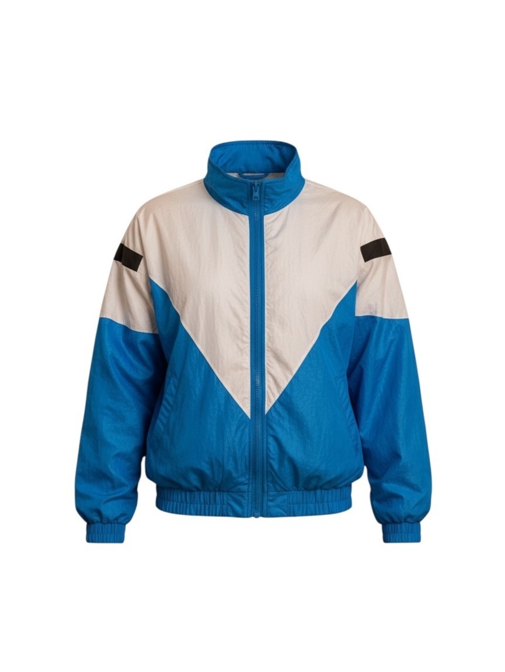 Vintage 80s Blue & White Colorblock Windbreaker Jacket
